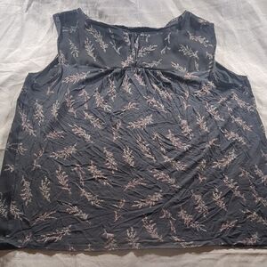 LOFT Dark Gray Floral Sleeveless Blouse